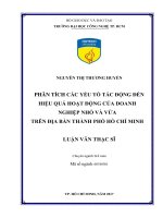 Phân tích các yếu tố tác động đến hiệu quả hoạt động của doanh nghiệp nhỏ và vừa trên địa bàn thành phố hồ chí minh 