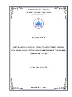 Đánh giá hoạt động tín dụng đối với hộ nghèo của ngân hàng chính sách xã hội tại huyện thuận bắc, tỉnh ninh thuận 
