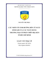 Các nhân tố ảnh hưởng đến tỷ suất sinh lợi của các ngân hàng thương mại cổ phần trên địa bàn tp hồ chí minh 