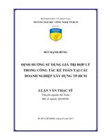 Định hướng sử dụng giá trị hợp lý trong công tác kế toán tại các doanh nghiệp xây dựng tp HCM 