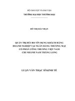 luận văn thạc sĩ quản trị rủi ro tín dụng khách hàng doanh nghiệp tại ngân hàng cổ phần công thương chi nhánh nam thăng long