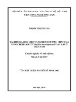 TÓM tắt tách dòng, biểu hiện và nghiên cứu tính chất của endochitinase từ bacillus thuringiensis phân lập ở việt nam