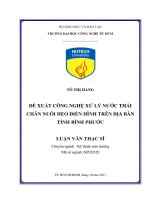 Đề xuất công nghệ xử lý nước thải chăn nuôi heo điển hình trên địa bàn tỉnh bình phước 