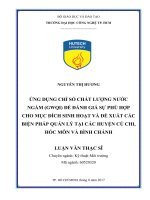 Ứng dụng chỉ số chất lượng nước ngầm (gwqi) để đánh giá sự phù hợp cho mục đích sinh hoạt và đề xuất các biện pháp quản lý tại các huyện củ chi, hóc môn và bình chánh 