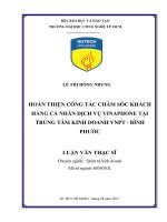 Hoàn thiện công tác chăm sóc khách hàng cá nhân dịch vụ vinaphone tại trung tâm kinh doanh vnpt – bình phước 