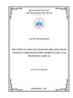 Phân tích các nhân tố ảnh hưởng đến lòng trung thành của khách hàng đối với dịch vụ MyTV tại thị trường nghệ an 