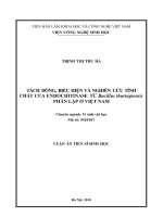 Tách dòng, biểu hiện và nghiên cứu tính chất của endochitinase từ Bacillus thuringiensis phân lập ở Việt Nam