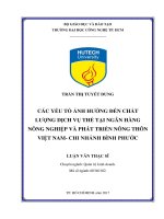 Các yếu tố ảnh hưởng đến chất lượng dịch vụ thẻ tại ngân hàng nông nghiệp và phát triển nông thôn việt nam  chi nhánh bình phước 