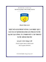 Một số giải pháp nâng cao hiệu quả sản xuất kinh doanh sản phẩm nước sạch tại công ty tnhh mtv cấp thoát nước bình phước 