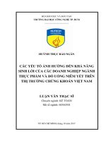 Các yếu tố ảnh hưởng đến khả năng sinh lời của các doanh nghiệp ngành thực phẩm và đồ uống niêm yết trên thị trường chứng khoán việt nam
