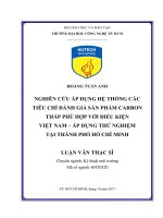 Nghiên cứu áp dụng hệ thống các tiêu chí đánh giá sản phẩm carbon thấp phù hợp với điều kiện việt nam   áp dụng thử nghiệm tại thành phố hồ chí minh 