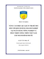 Nâng cao hiệu quả quản trị rủi ro đối với khách hàng doanh nghiệp tại ngân hàng nông nghiệp và phát triển nông thôn việt nam chi nhánh bình phước 