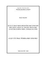 Quản lý hoạt động bồi dưỡng học sinh giỏi môn tiếng anh ở các trường trung học cơ sở thị xã đông triều, tỉnh quảng ninh 