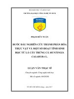 Bước đầu nghiên cứu thành phần hóa thực vật và một số hoạt tính sinh học từ lá cây trứng cá muntingia calabura l  