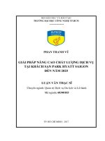 Giải pháp nâng cao chất lượng dịch vụ tại khách sạn park hyatt saigon đến năm 2025