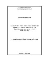 Quản lý ứng dụng công nghệ thông tin và truyền thông trong đào tạo ở trường đại học hùng vương tỉnh phú thọ 