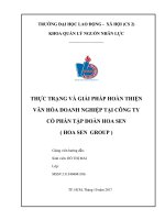Thực trạng và giải pháp hoàn thiện văn hóa doanh nghiệp tập đoàn Hoa Sen