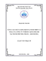 Nâng cao chất lượng dịch vụ tour thiền và yoga của công ty trách nhiệm hữu hạn du lịch anh anh tại thành phố nha trang, tỉnh khánh hòa 