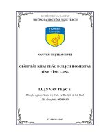 Giải pháp khai thác du lịch homestay tỉnh vĩnh long