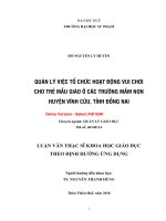 Quản lý việc tổ chức hoạt động vui chơi cho trẻ mẫu giáo ở các trường mầm non huyện vĩnh cửu, tỉnh đồng nai (tt) 