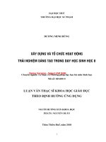 Xây dựng và tổ chức hoạt động trải nghiệm sáng tạo trong dạy học sinh học 8 (tt) 