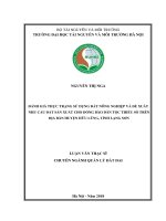 Đánh giá thực trạng sử dụng đất nông nghiệp và đề xuất nhu cầu đất sản xuất cho đồng bào dân tộc thiểu số trên địa bàn huyện hữu lũng, tỉnh lạng sơn 