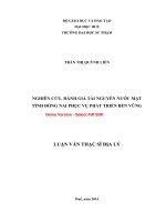 Nghiên cứu, đánh giá tài nguyên nước mặt tỉnh đồng nai phục vụ phát triển bền vững (tt) 