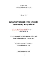 Quản lý hoạt động bồi dưỡng giảng viên trường đại học y dược cần thơ (tt) 