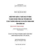 Biện pháp quản lí giáo dục kỹ năng tự bảo vệ bản thân cho trẻ mầm non ở các trường mầm non tại huyện trảng bom, tỉnh đồng nai (tt) 