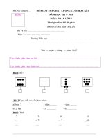 Đề kiểm tra cuối HK1 toán lớp 1 năm học 2018   2019