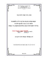 Nghiên cứu sự đa dạng sinh học vườn quốc gia cát tiên phục vụ định hướng bảo tồn bền vững (tt) 