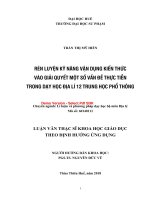 Rèn luyện kỹ năng vận dụng kiến thức vào giải quyết một số vấn đề thực tiễn trong dạy học địa lý 12 THPT (tt) 