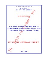 Các nhân tố ảnh hưởng đến dịch vụ kê khai thuế qua mạng tại chi cục thuế thành phố đông hà, tỉnh quảng trị 