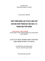 Phát triển năng lực tư duy lãnh thổ cho học sinh trong dạy học địa lý 12 THPT (tt) 