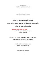 Quản lý hoạt động bồi dưỡng giáo viên trung học cơ sở ở huyện long điền, tỉnh bà rịa   vũng tàu (tt) 