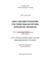 Quản lí hoạt động tổ chuyên môn ở các trường trung học phổ thông huyện vĩnh cửu, tỉnh đồng nai (tt) 