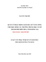 Quản lý hoạt động giáo dục kỹ năng sống cho học sinh các trường trung học cơ sở thành phố biên hòa, tỉnh đồng nai (tt) 