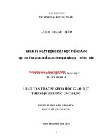 Quản lý hoạt động dạy học tiếng anh tại trường cao đẳng sư phạm bà rịa   vũng tàu (tt) 