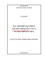 Dạy thơ hiện đại trong chương trình ngữ văn 12 từ góc nhìn văn hóa (tt) 