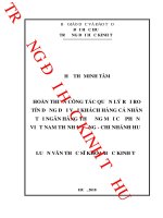 HOÀN THIỆN CÔNG tác QUẢN lý rủi RO tín DỤNG đối với KHÁCH HÀNG cá NHÂN tại NGÂN HÀNG THƯƠNG mại cổ PHẦN VIỆT NAM THỊNH VƯỢNG CHI NHÁNH HUẾ 