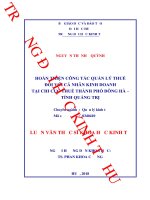 HOÀN THIỆN CÔNG tác QUẢN lý THUẾ đối với cá NHÂN KINH DOANH tại CHI cục THUẾ THÀNH PHỐ ĐÔNG hà, TỈNH QUẢNG TRỊ 