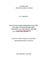 Quản lý hoạt động bồi dưỡng giáo viên tiểu học tại thành phố biên hòa, tỉnh đồng nai theo hướng đổi mới giáo dục phổ thông (tt) 