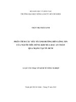 Phân Tích Các Yếu Tố Ảnh Hưởng Đến Lòng Tin Của Người Tiêu Dùng Khi Mua Rau An Toàn Qua Mạng Tại Tp. Hcm