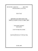 HỢP ĐỒNG bảo HIỂM NHÂN THỌ NHỮNG vấn đề lý LUẬN và THỰC TIỄN 
