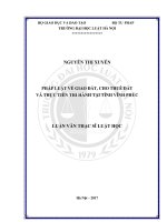 PHÁP LUẬT về GIAO đất, CHO THUÊ đất và THỰC TIỄN THI HÀNH tại TỈNH VĨNH PHÚC 