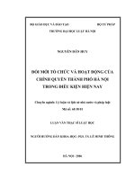 ĐỔI mới tổ CHỨC và HOẠT ĐỘNG của CHÍNH QUYỀN THÀNH PHỐ hà nội TRONG điều KIỆN HIỆN NAY 