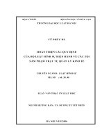 HOÀN THIỆN các QUY ĐỊNH của bộ LUẬT HÌNH sự HIỆN HÀNH về các tội xâm PHẠM TRẬT tự QUẢN lý KINH tế 