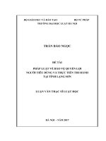 PHÁP LUẬT về bảo vệ QUYỀN lợi NGƢỜI TIÊU DÙNG và THỰC TIỄN THI HÀNH tại TỈNH LẠNG sơn 