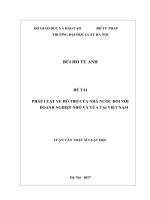 PHÁP LUẬT về hỗ TRỢ của NHÀ nước đối với DOANH NGHIỆP NHỎ và vừa tại VIỆT NAM