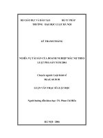 NGHĨA vụ tài sản của DOANH NGHIỆP mắc nợ THEO LUẬT PHÁ sản năm 2004 